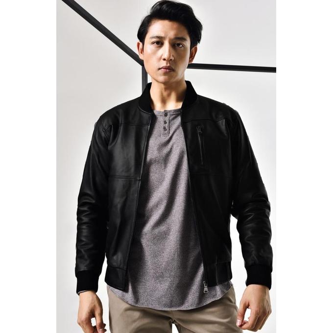 BLACK AVIATOR LEATHER JACKET