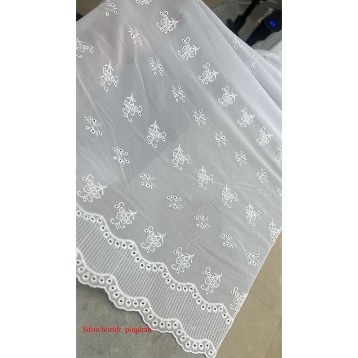 Sifon Bordir ( Chiffon embriodery /kebaya putih /kebaya bali putih polos /kain sifon kebaya