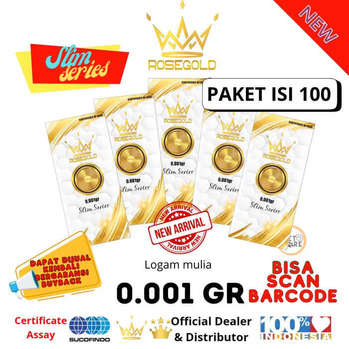 ROSE GOLD SLIM SERIES 0.001 GRAM PAKETAN ISI 100 PCS LOGAM MULIA EMAS MINI