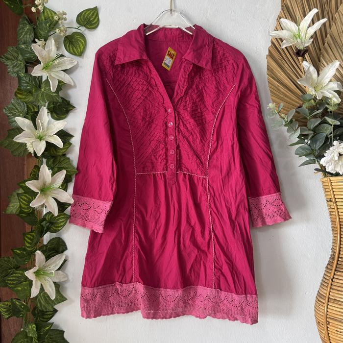 Tunik Pink Fuschia Katun Deffect