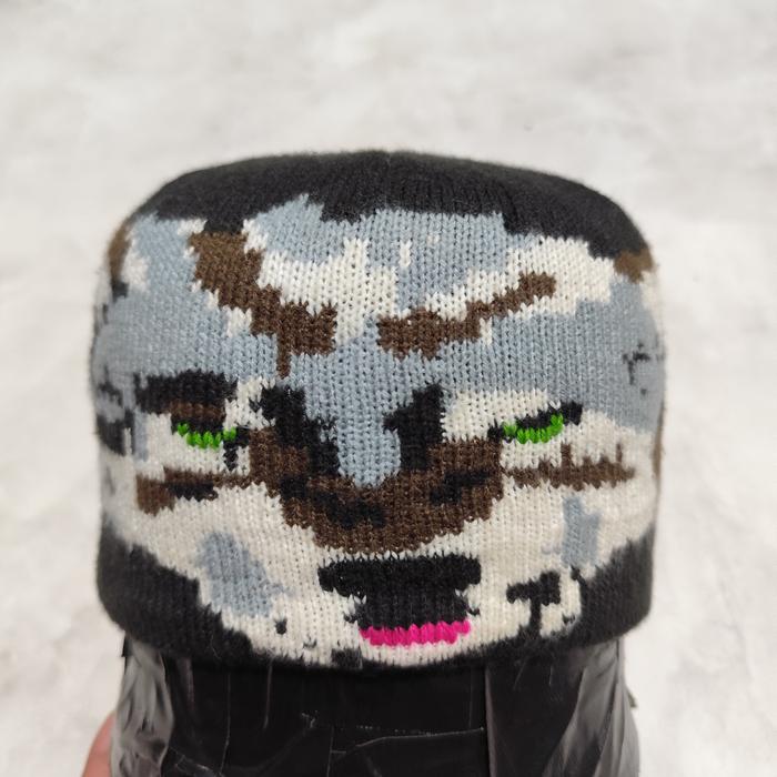 topi beanie kupluk rajut adidas hitam motif bekas