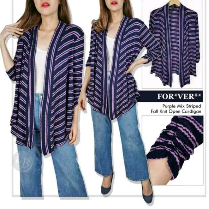 F21 cardigan stripped purple