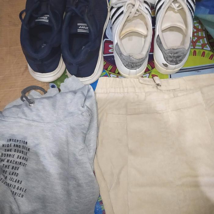 Paket hoodie sepatu celana corduroy preloved second bekas borong take all