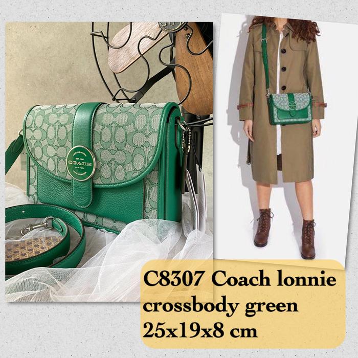 Tas wanita coch original kanvas lonnie signature green crossbody