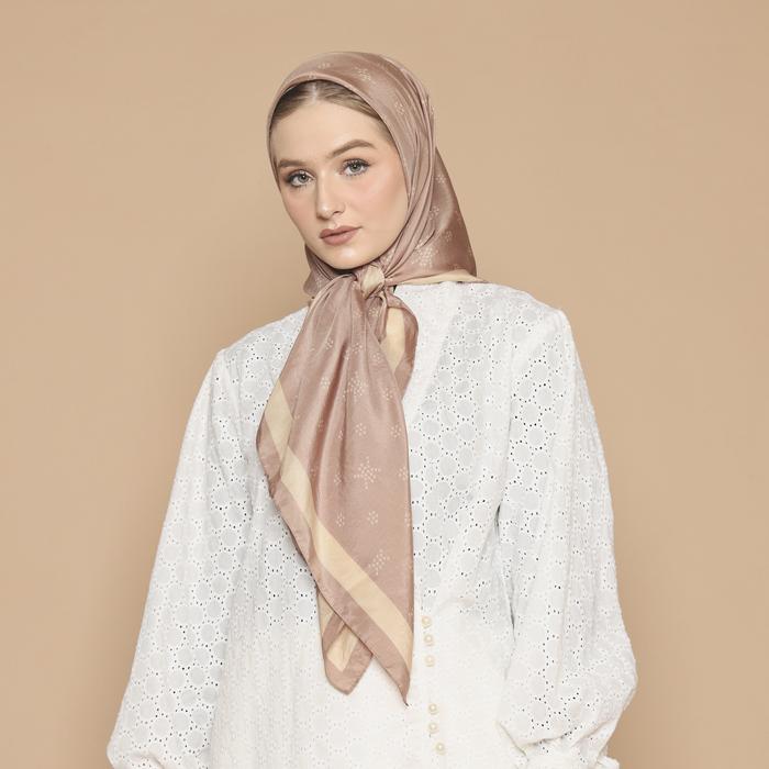 KHANAAN + MONOGRAM SCARF + TAUPE