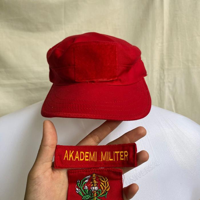 Patrol Cap Topi Lapangan Pendidikan Akademi Militer AKMIL Merah Full Patch (3)