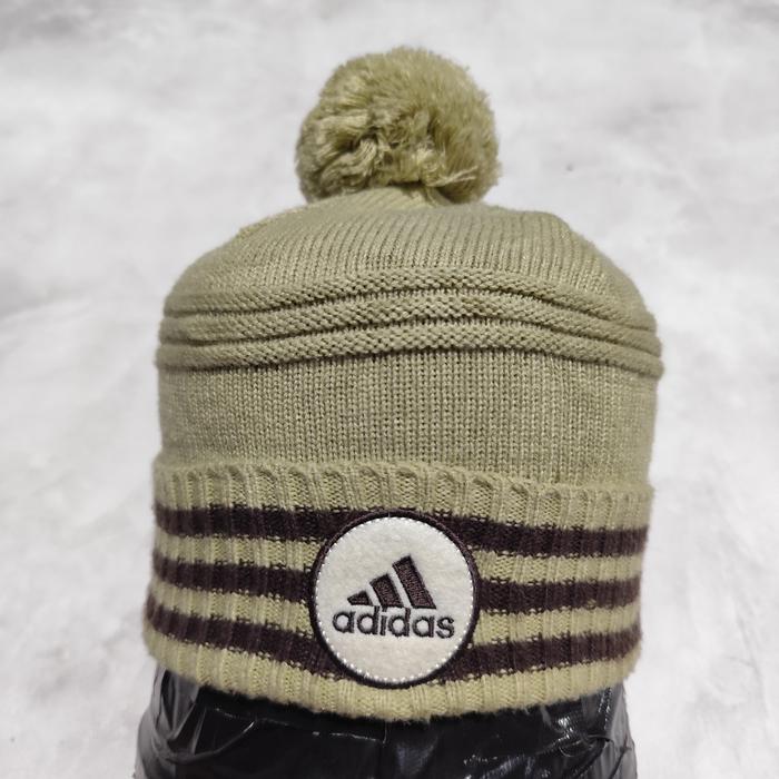 topi beanie kupluk rajut adidas hijau liris coklat bekas