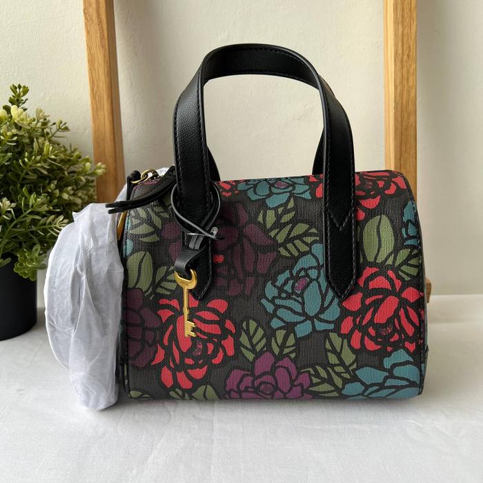 tas wanita fossil sydney mini satchel dark floral mm