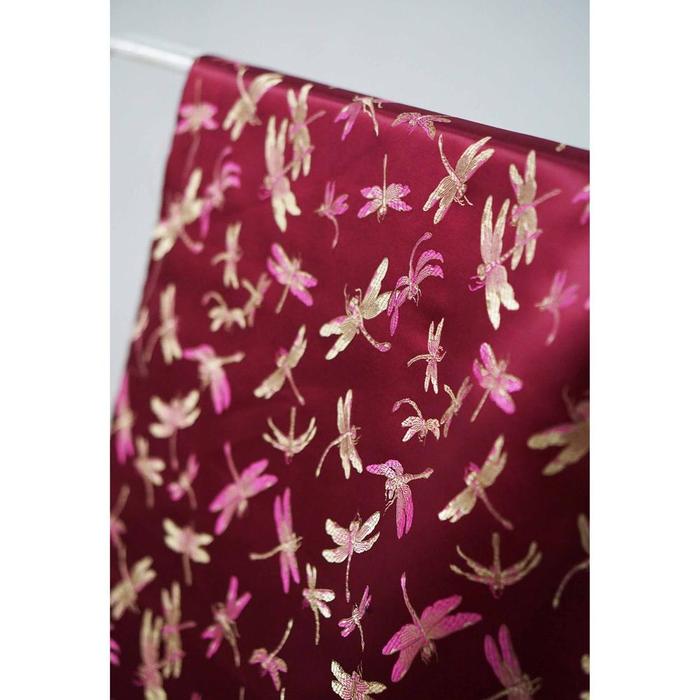 [ TERMURAH ] [METERAN] SATEN CINA Motif Capung | Baju Cheongsam | Kain Meteran | Fashion | Chongsam 