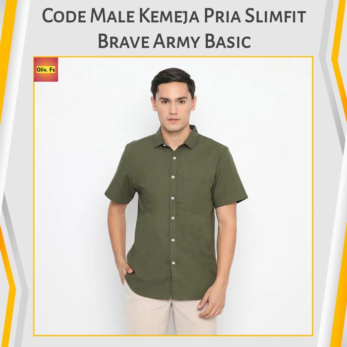 Code Male - Brave Kemeja Pria Army Basic Slimfit