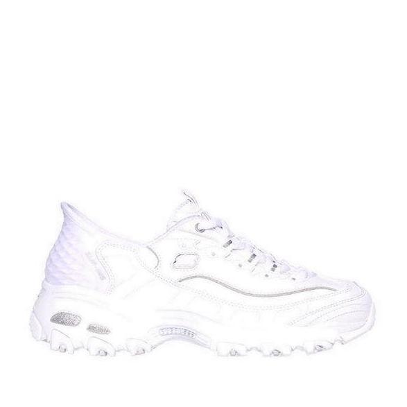 Skechers Slip-Ins D'Lites Wanita Putih Original Sneaker Casual dengan Heel Pillow & Mesh Bernapas SK