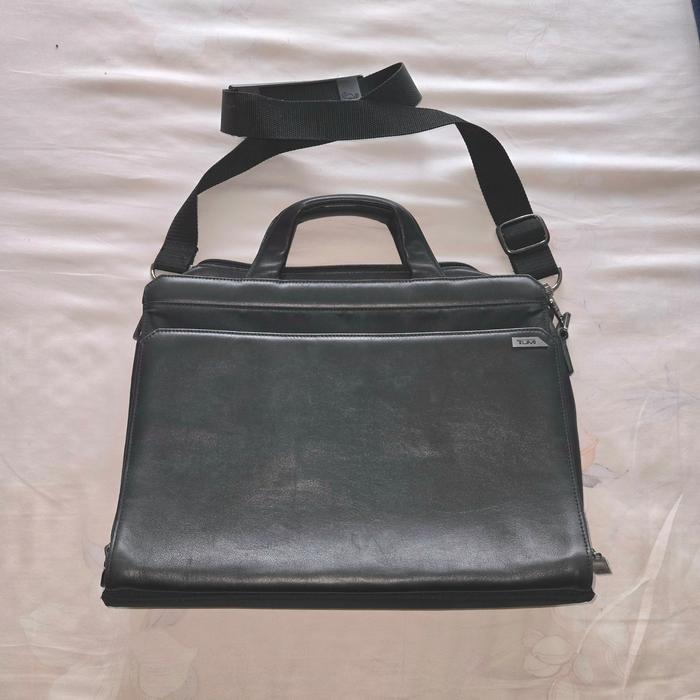 TUMI Slim Zip Portofolio Briefcase Leather Ballistic Nylon Tas Laptop Original 100% 2961D