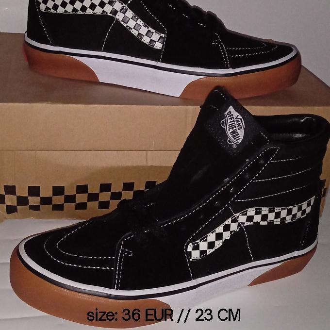 Sepatu Anak Vans Sk8-Hi Black Hitam Gum Checkerboard Original Japan Market BNIB V38CL OG Classic DX 