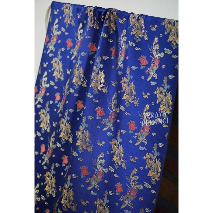 [ TERMURAH ] [METERAN] SATEN CINA Motif Merak/Naga | Baju Cheongsam | Kain Meteran | Fashion | Chong