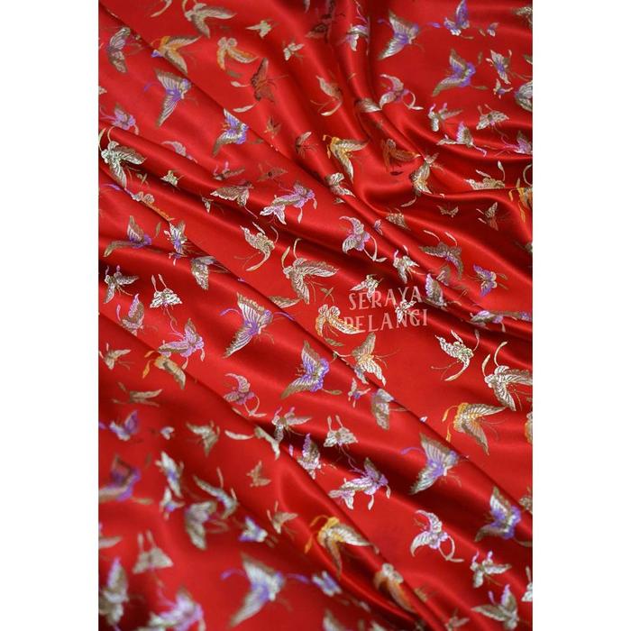 [ TERMURAH ] [METERAN] SATEN CINA Motif Kupu-Kupu | Baju Cheongsam | Kain Meteran | Chongsam | Congs