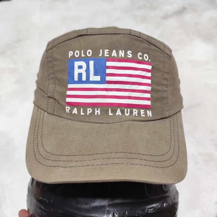 topi 6 flannel polo rl coklat bekas
