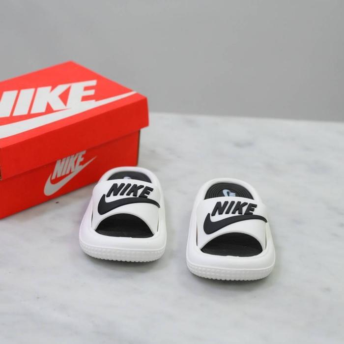SANDAL ANAK KIDS NIKE SLOP WHITE BLACK ORIGINAL