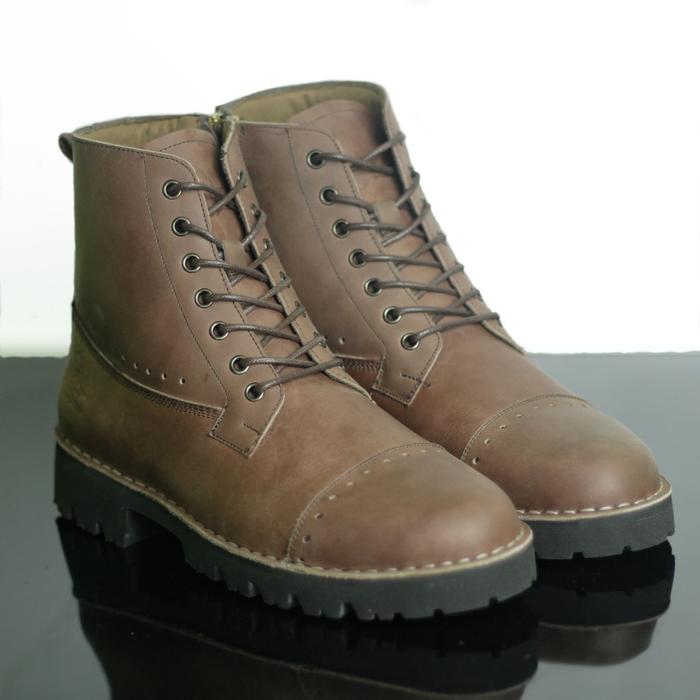 Sepatu kulit asli Boots pria Country boots saku original leather Tan