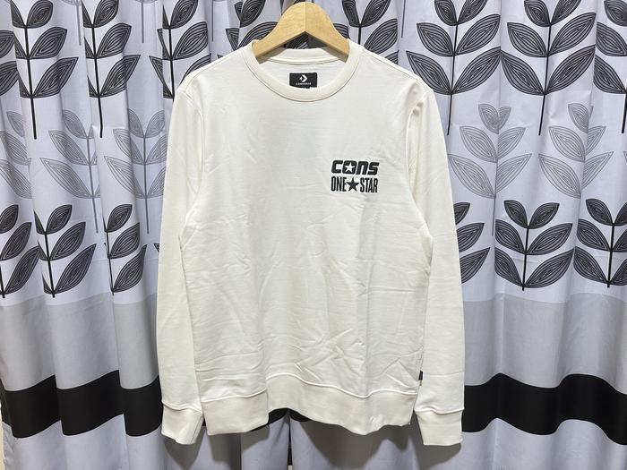 Jaket Converse Cons One Star Men's Crewneck White Putih CONMS1024286 Original BNWT