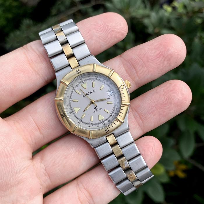 RARE ! jam tangan vintage Carrera Sport 100 Tachymeter diver quartz watch jadul antik retro ETA 955 