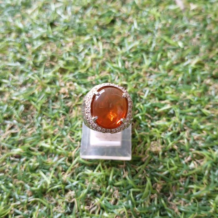 fire opal ring perak dan menyala