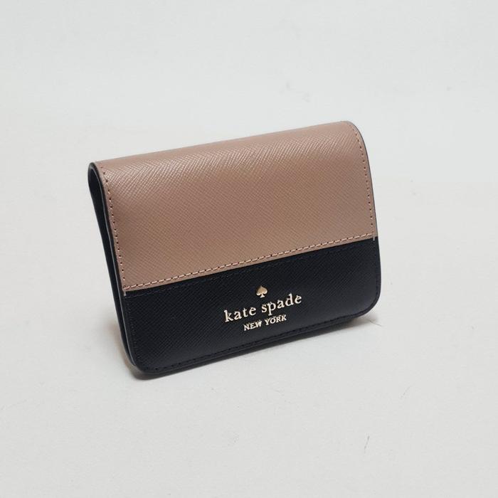 Dompet Kecil Wanita Original KS Madison Small Slim Bifold Wallet Colorblock Saffiano Leather Toasted