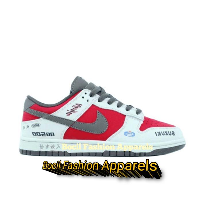 Sepatu Nike SB Dunk Low Susuki White Grey Red [ 100% BNIB ] Brand New Include Box
