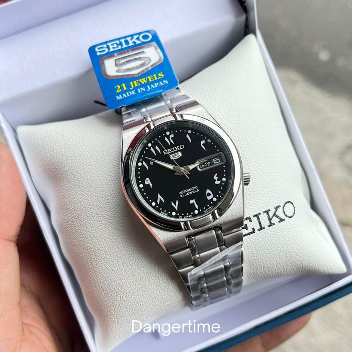 Seiko japan 5 Automatic Black Arabic Dial Stainless Steel SNK063
