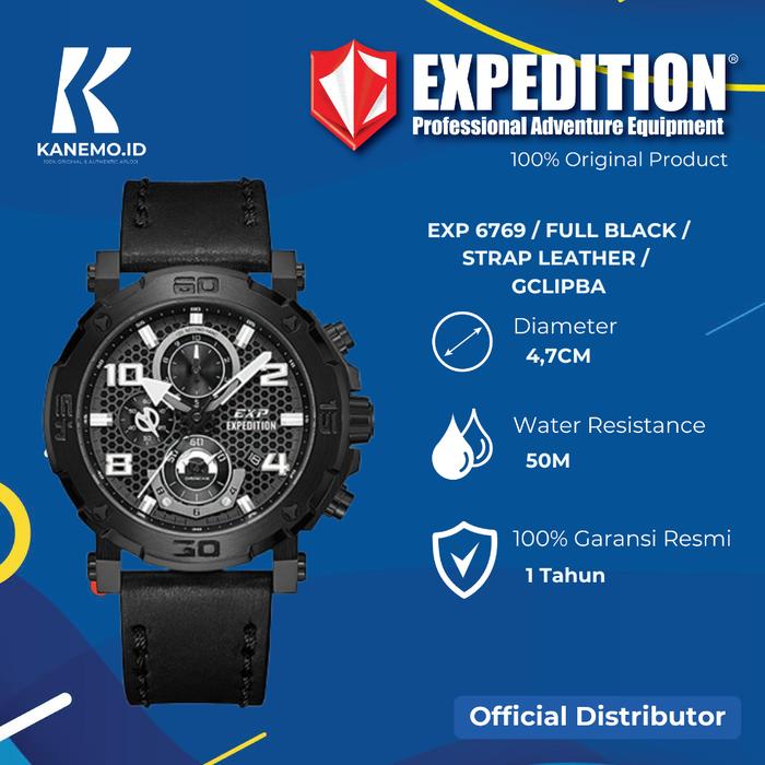 JAM TANGAN ORIGINAL EXPEDITION PRIA EXP 6769 / E6769 STRAP LEATHER TANGGAL DAN CHRONO AKTIF