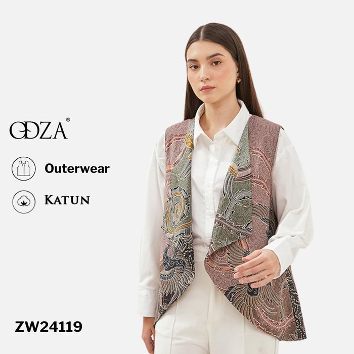 Odza Baju Luaran Atasan Rompi Batik Outer Wanita Bolak balik All size Adiraga Hijau Dusty Purple