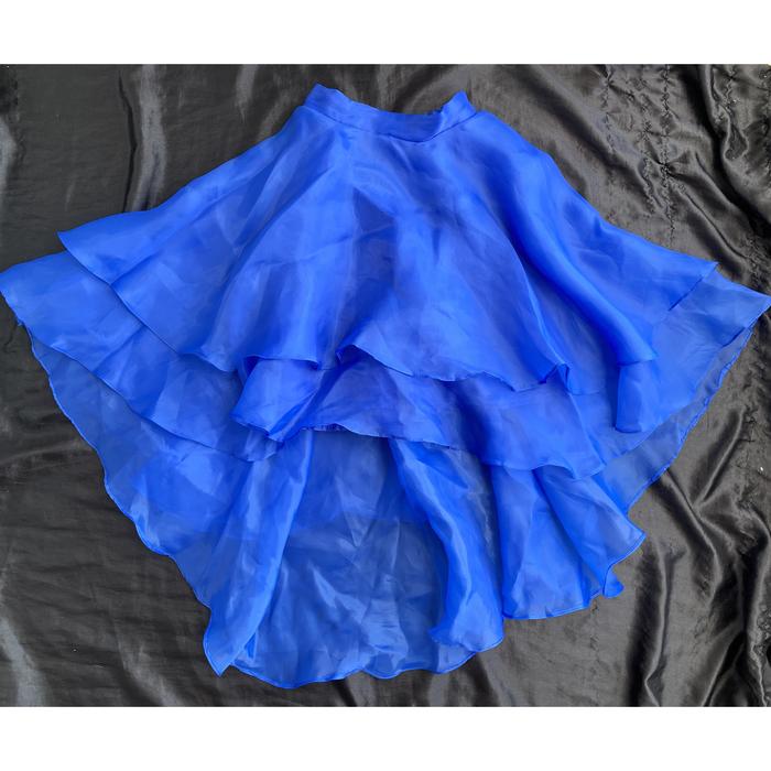 Preloved Blue Midi Skirt Rok Midi Biru Wanita