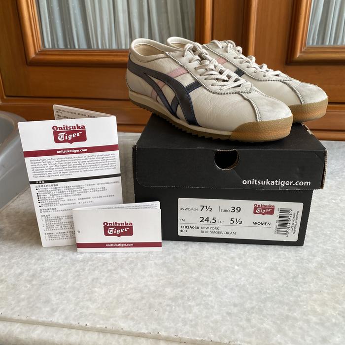 Sepatu Onitsuka Tiger Original New York Blue Smoke/Cream, 39 made in Japan