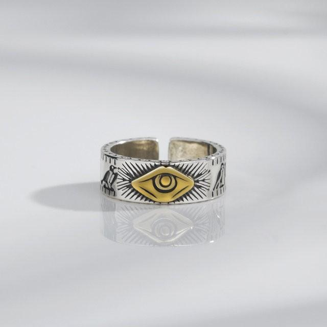 Cincin Mata Iblis Hammer Skull Tengkorak / Illuminati Ring / Mata Horus / Limited Rings Resizable