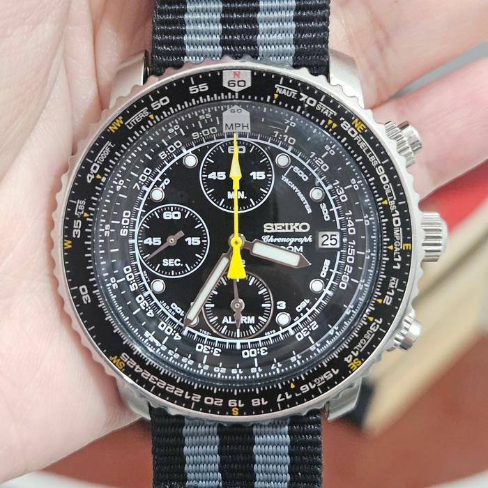 Jam Tangan Pria second Seiko Chronograph Pilot