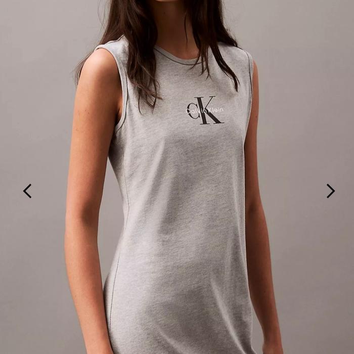 Calvin Klein Monogram Tshirt Dress In Grey ORIGINAL
