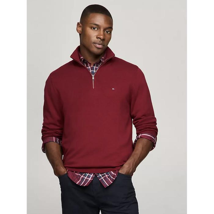 PO Tommy Hilfiger Solid Logo Quarter-Zip Sweater - Bisa Request Produk Lain dari Amerika