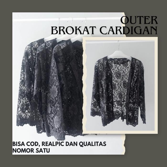 Outer Outwear Cardigan Brukat Brokat  Gamis Kondangan Sakura