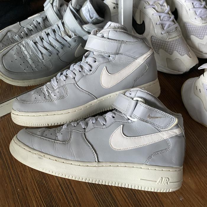 Nike af1 mid light grey casual original murah - Sneakers second market