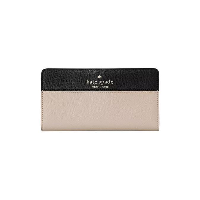 Dompet Wanita Branded KS Staci Large Slim Bifold Wallet in Colorblock - Beige Multi