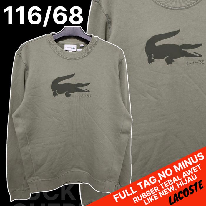 CN Lacoste Hijau/Crewneck Hijau Lacoste/Sweater Hijau Lacoste, Bekas