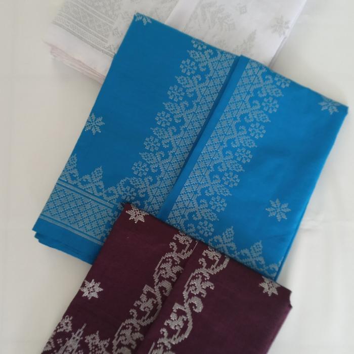 Kain Tenun Songket Melayu Siak Riau Asli Katun Kristal Perak Silver