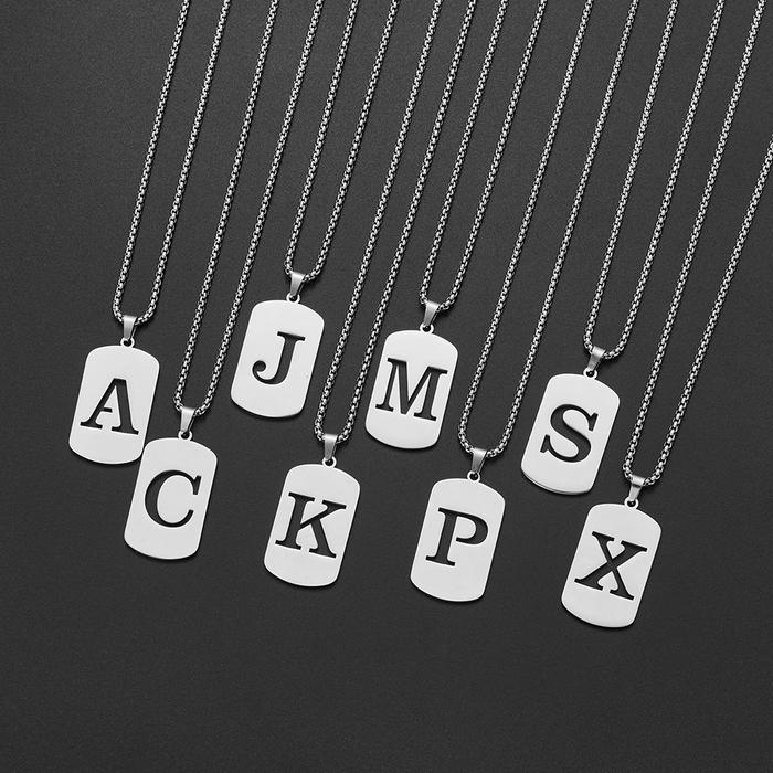 Kalung Huruf Inisial Nama A-Z / Kalung Rantai Liontin Logo 26 Abjad Stainless Steel Simple Casual / 