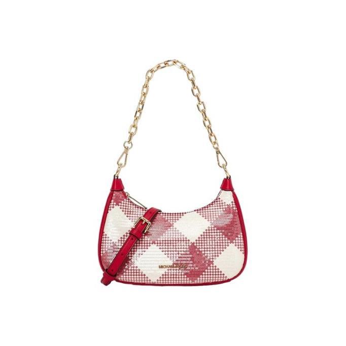 Tas Wanita Branded MK Cora Medium Zip Pouchette Bag - Red Multi