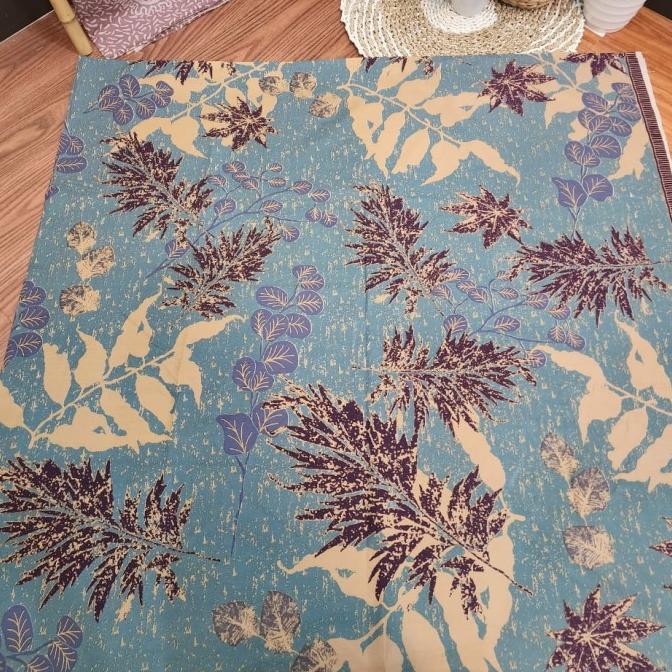 TERMURAH!!! KAIN BATIK SOLO ECOPRINT DAUN BIRU C13