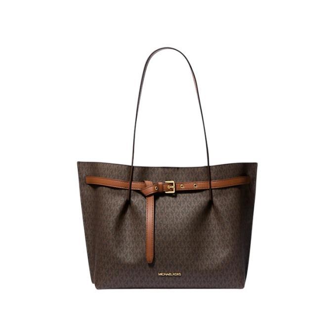 Tas Wanita Branded MK Emilia Large Logo Tote Bag - Brown