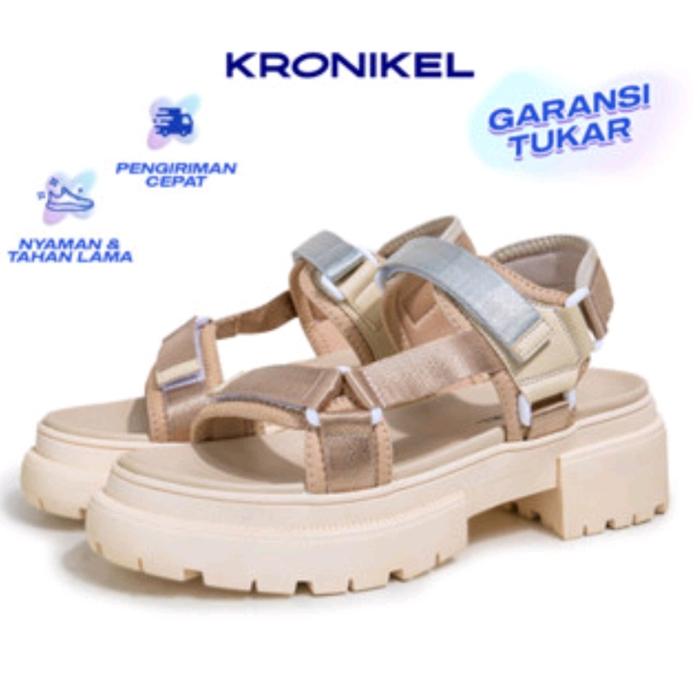 KRONIKEL Zoya Sandal Tali Wanita Kasual Gold