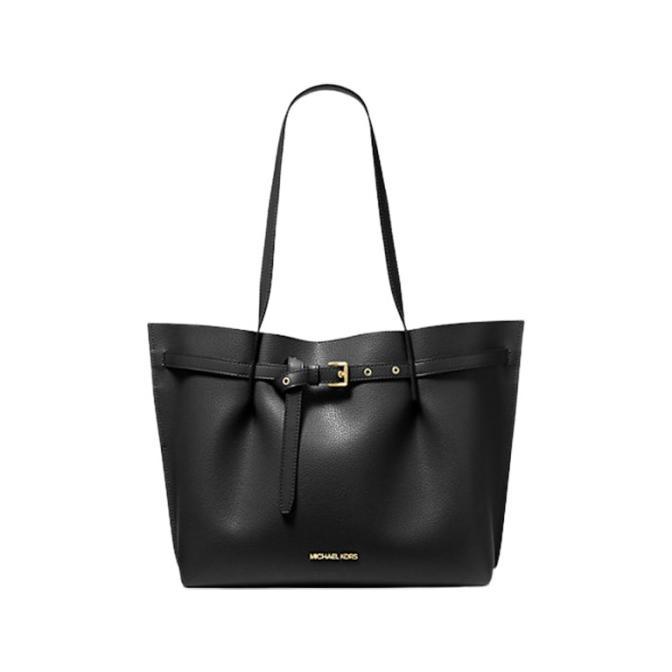 Tas Branded Wanita MK Emilia Large Leather Tote Bag - Black