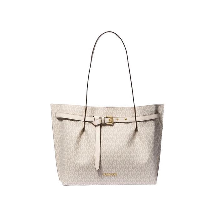 Tas Wanita Branded MK Emilia Large Logo Tote Bag - Cream Multi