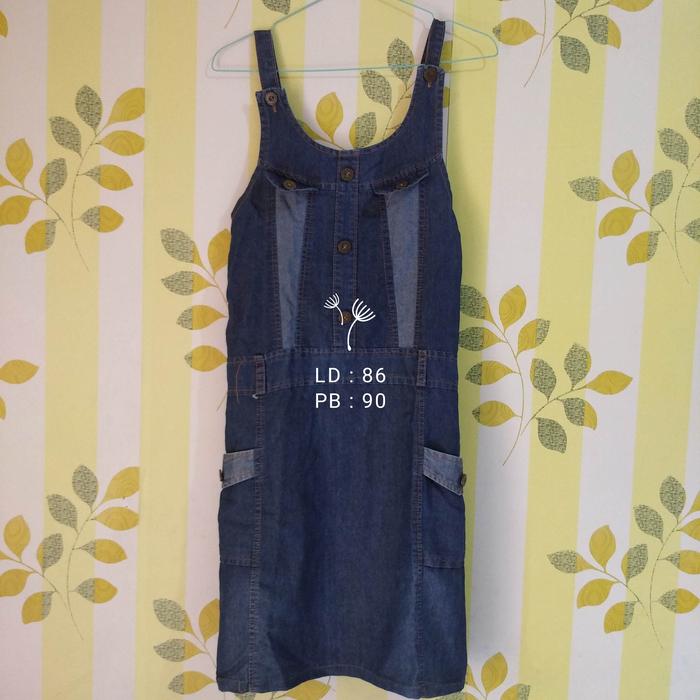 Thrift overal jeans belakang karet