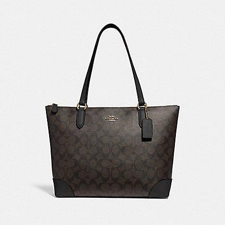 Tas F29208 Signature Zip Tote Canvas Mahogany 100%